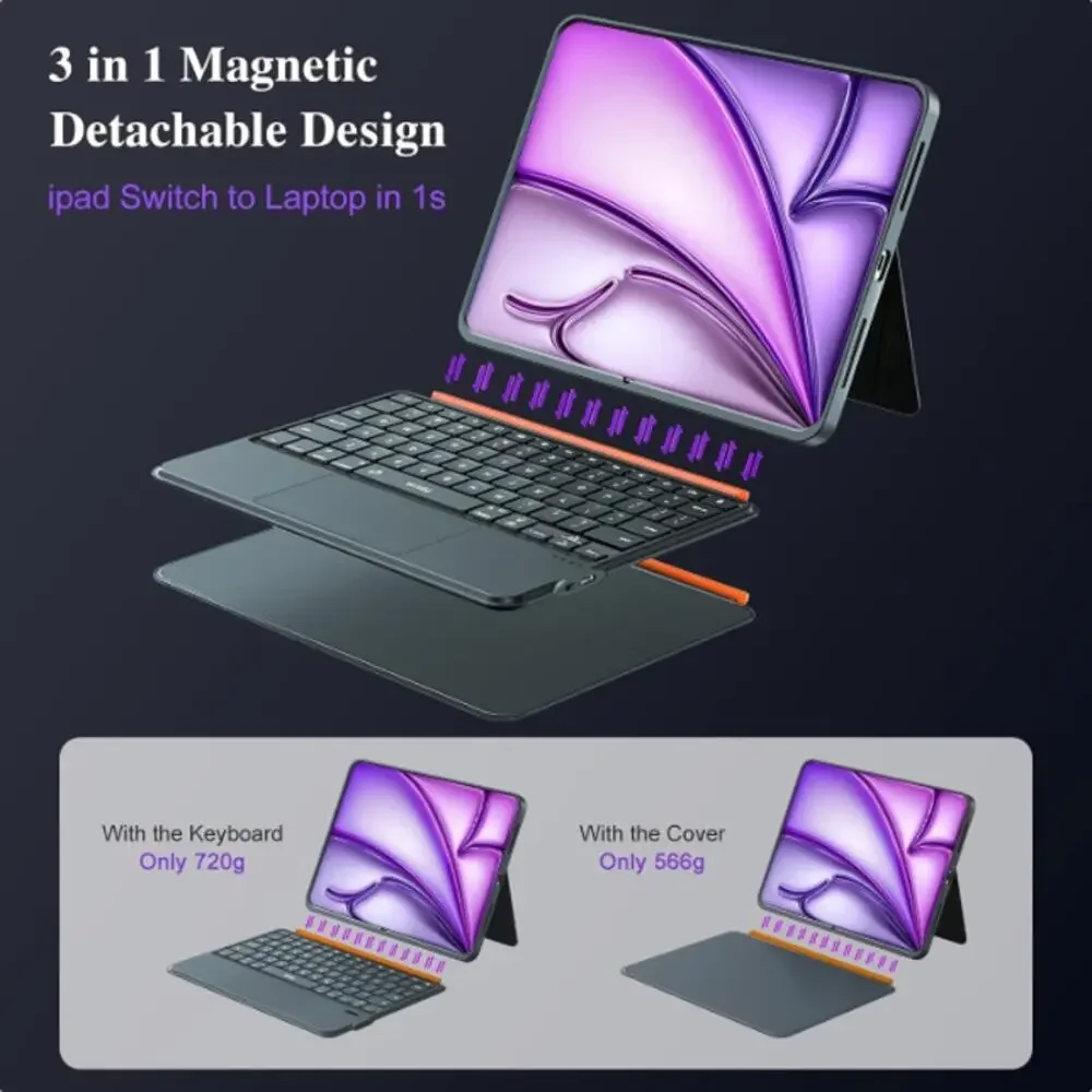DANCESOUL 3 IN 1 MK005 MAGNETIC DETACHABLE KEYBOARD CASE – 12.9